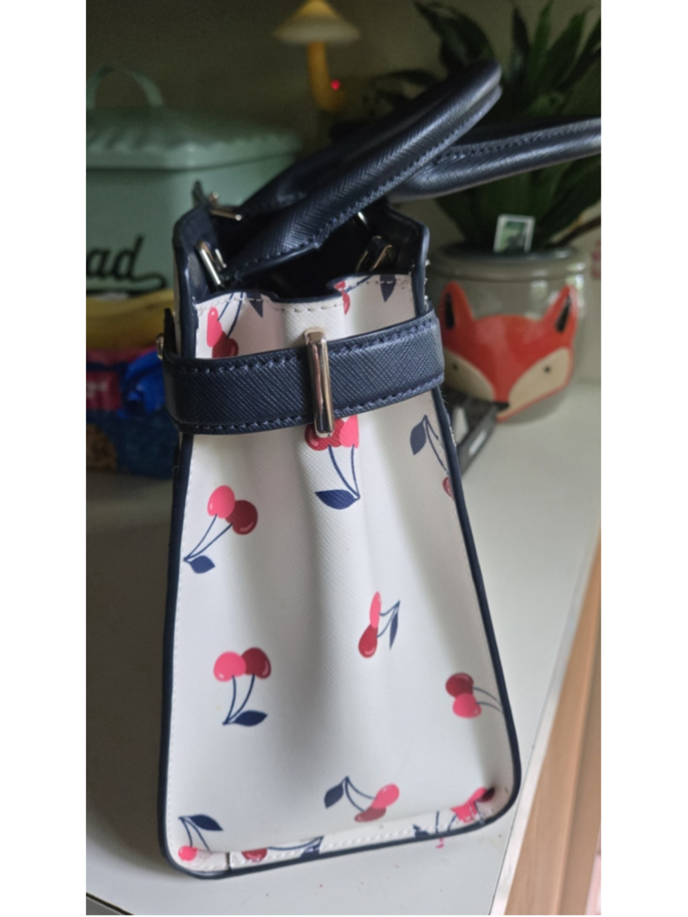 kate spade new york Staci Medium Satchel in the "Dancing Cherrie" (cream multi). - Picture 3 of 6